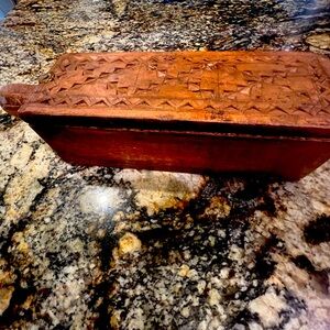 Antique Carved 2 Compartment Spice Box